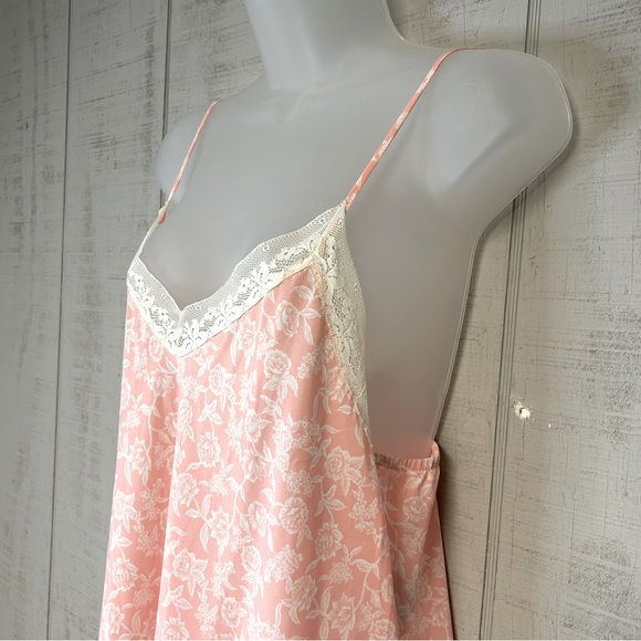 Vintage Natori Slip Dress Nightgown Size M Floral Lace Stretch Coquette Pink - Picture 3 of 11